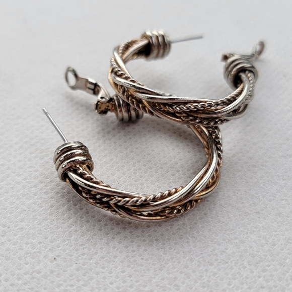 Braided Twisted Hoop Earrings - Picture 4 of 6